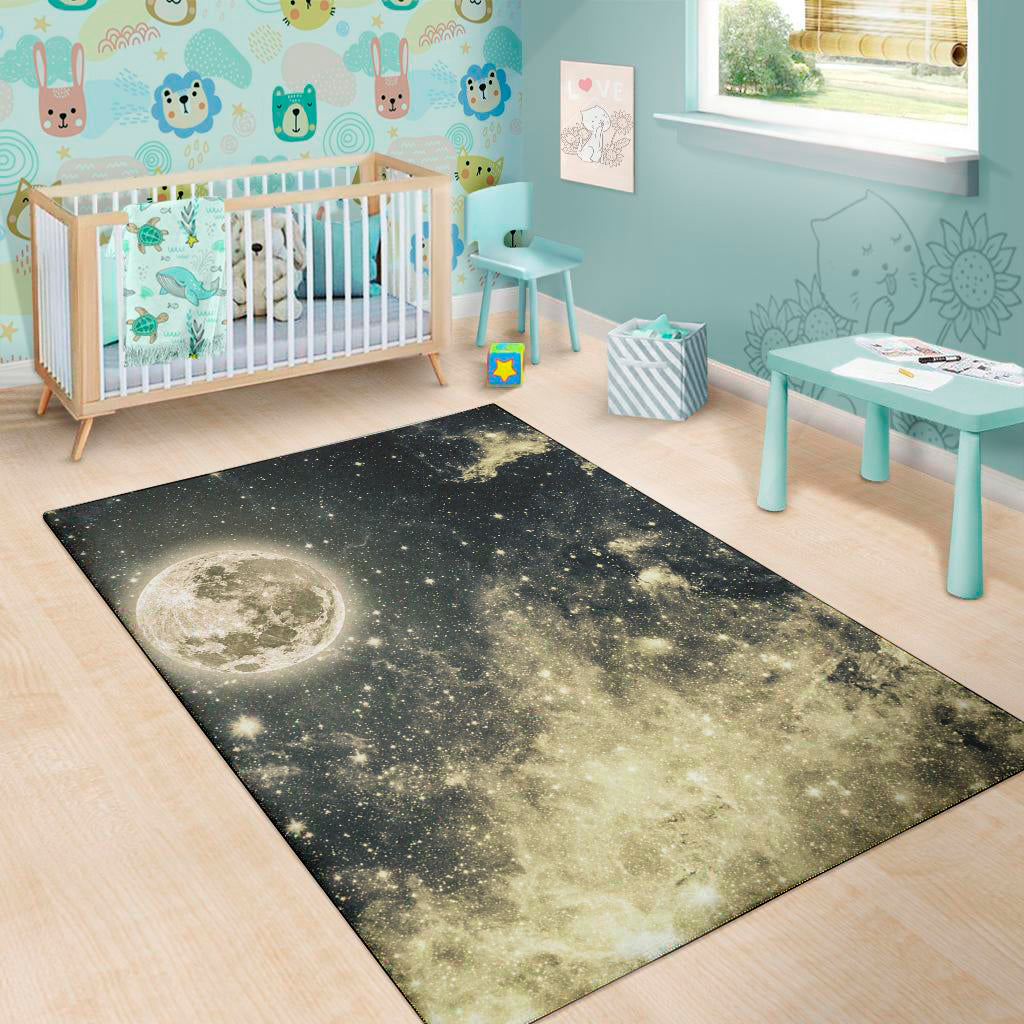 Full Moon And Night Stars Print Area Rug