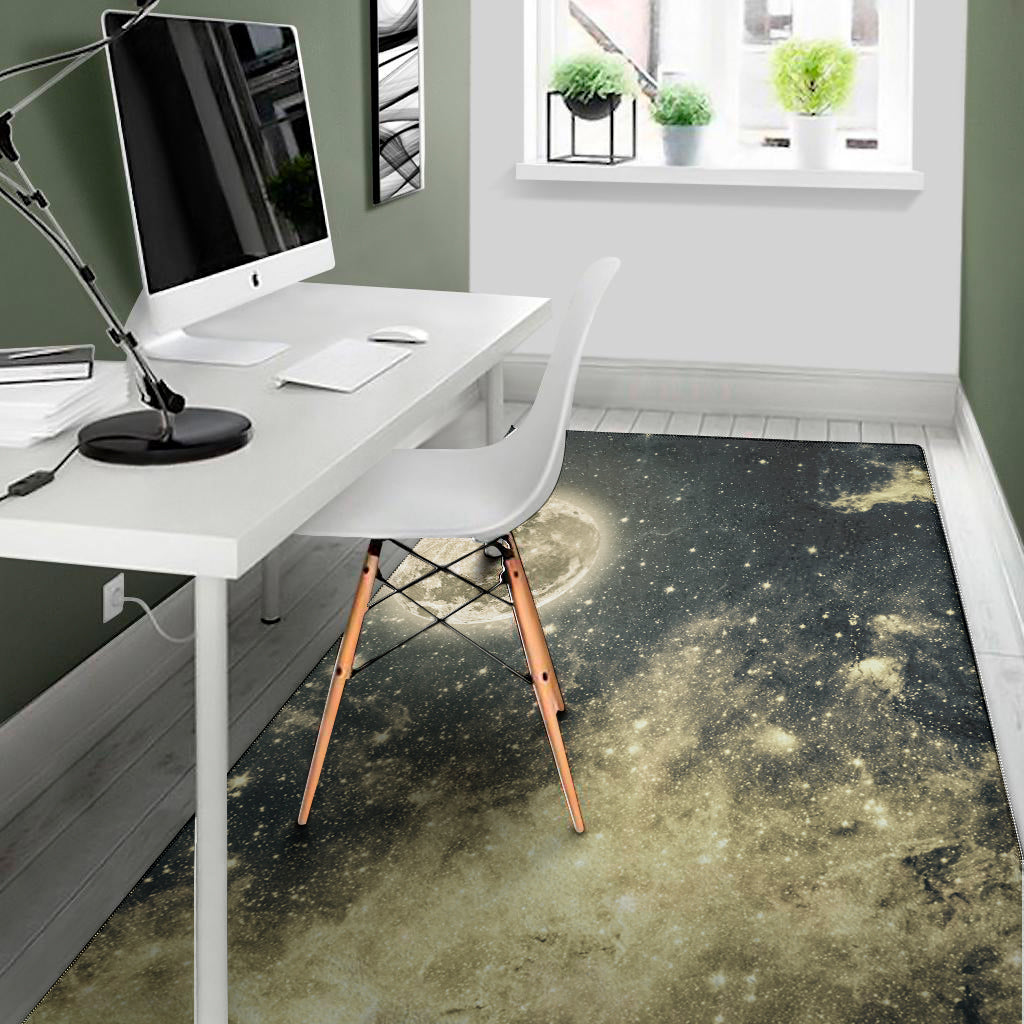 Full Moon And Night Stars Print Area Rug