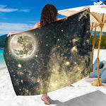 Full Moon And Night Stars Print Beach Sarong Wrap