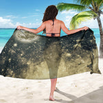 Full Moon And Night Stars Print Beach Sarong Wrap