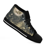Full Moon And Night Stars Print Black High Top Shoes