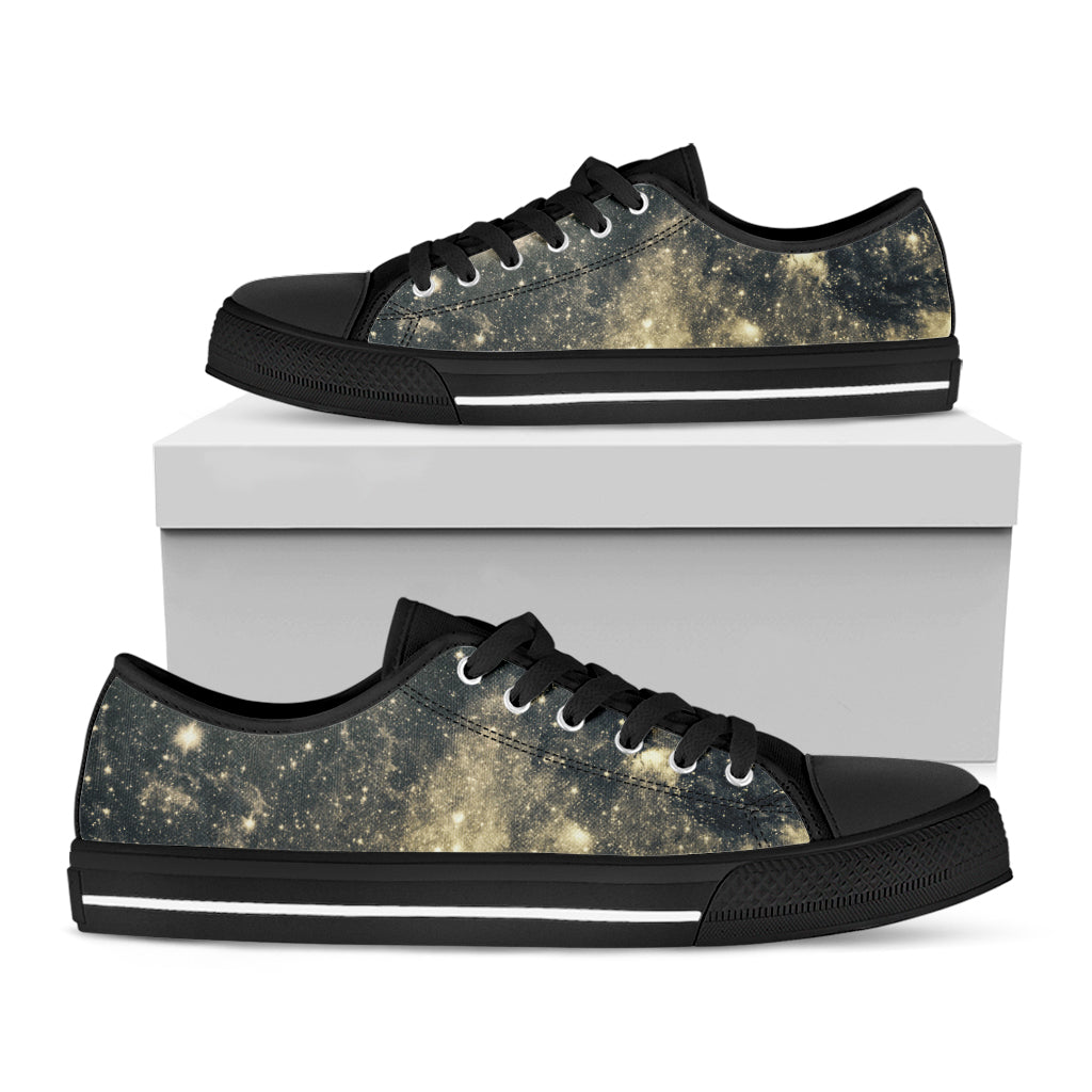 Full Moon And Night Stars Print Black Low Top Shoes 