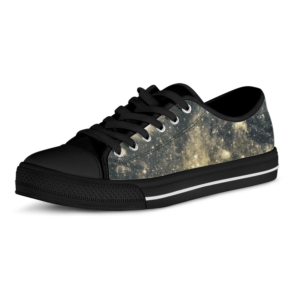 Full Moon And Night Stars Print Black Low Top Shoes 