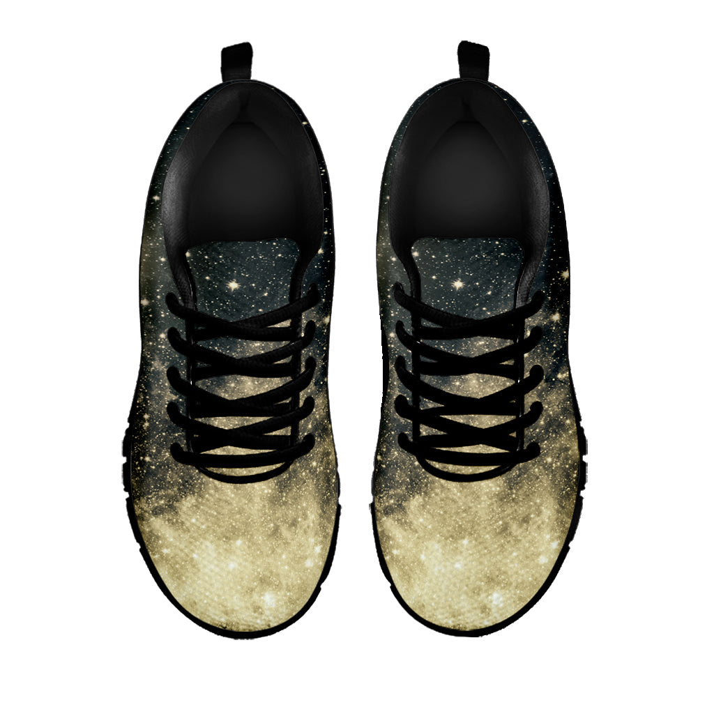 Full Moon And Night Stars Print Black Sneakers