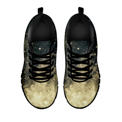 Full Moon And Night Stars Print Black Sneakers