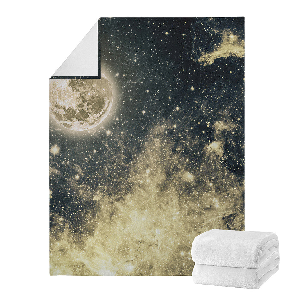 Full Moon And Night Stars Print Blanket