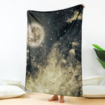 Full Moon And Night Stars Print Blanket