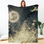 Full Moon And Night Stars Print Blanket