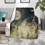 Full Moon And Night Stars Print Blanket