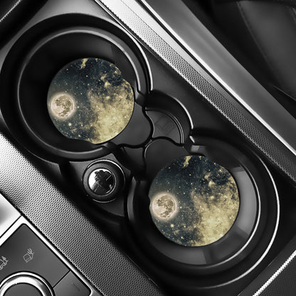 Full Moon And Night Stars Print Car Coasters