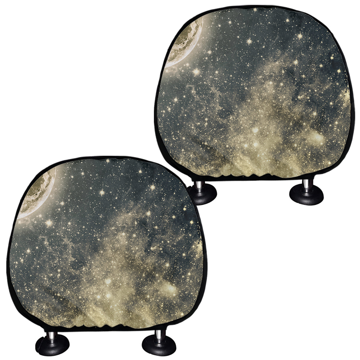 Full Moon And Night Stars Print Car Headrest Covers