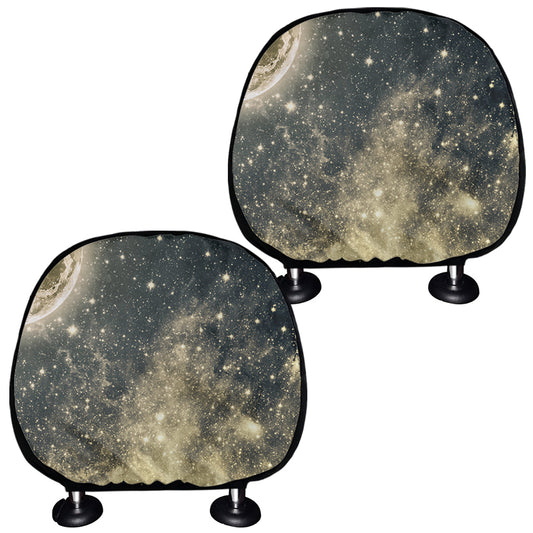 Full Moon And Night Stars Print Car Headrest Covers