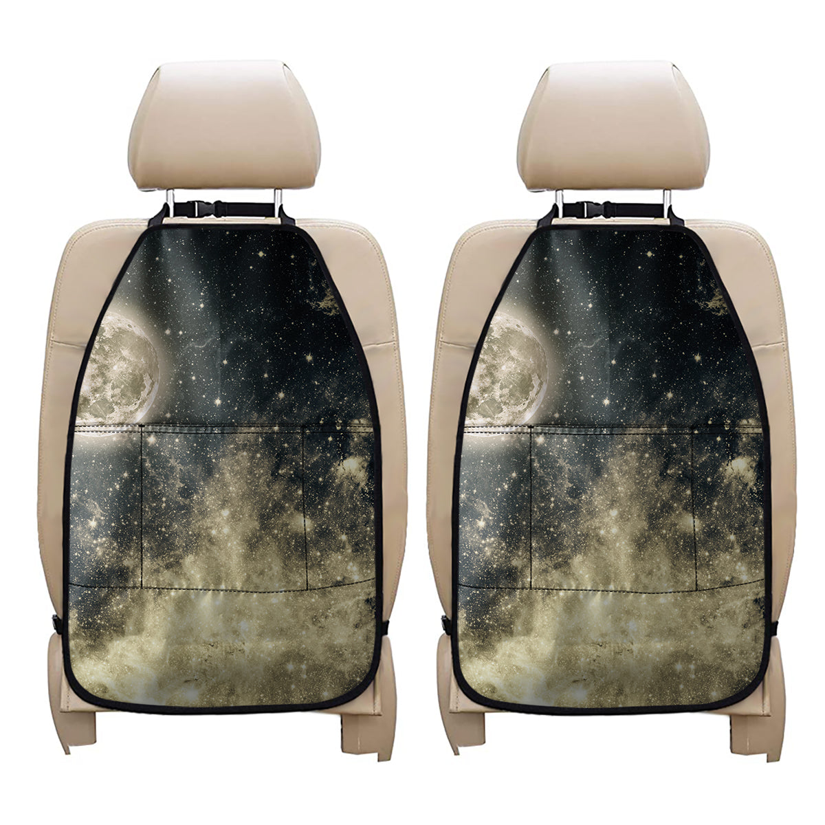 Full Moon And Night Stars Print Car Seat Organizers