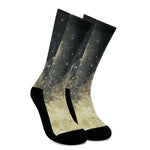 Full Moon And Night Stars Print Crew Socks