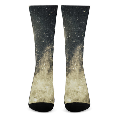 Full Moon And Night Stars Print Crew Socks