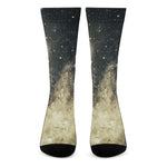 Full Moon And Night Stars Print Crew Socks