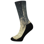 Full Moon And Night Stars Print Crew Socks