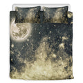 Full Moon And Night Stars Print Duvet Cover Bedding Set
