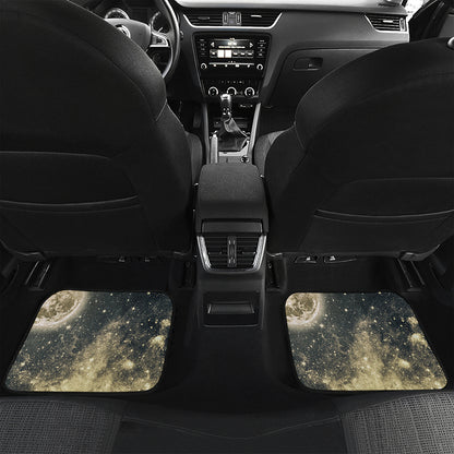 Full Moon And Night Stars Print Front and Back Car Floor Mats