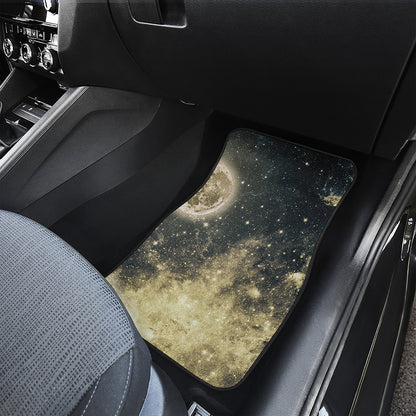 Full Moon And Night Stars Print Front and Back Car Floor Mats