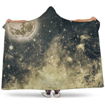Full Moon And Night Stars Print Hooded Blanket