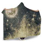 Full Moon And Night Stars Print Hooded Blanket