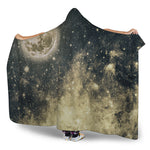 Full Moon And Night Stars Print Hooded Blanket