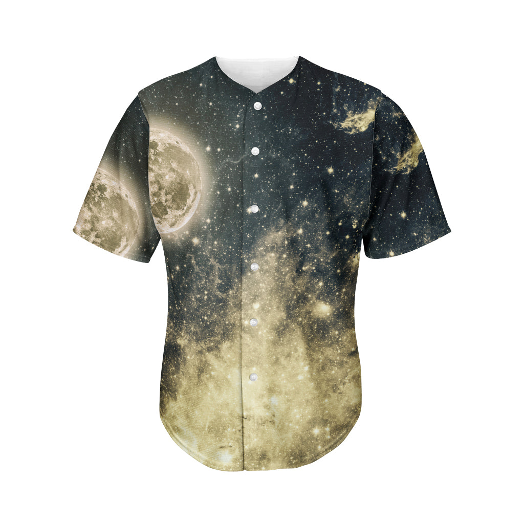 Full Moon And Night Stars Print Men's Baseball Jersey