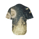 Full Moon And Night Stars Print Men's Baseball Jersey