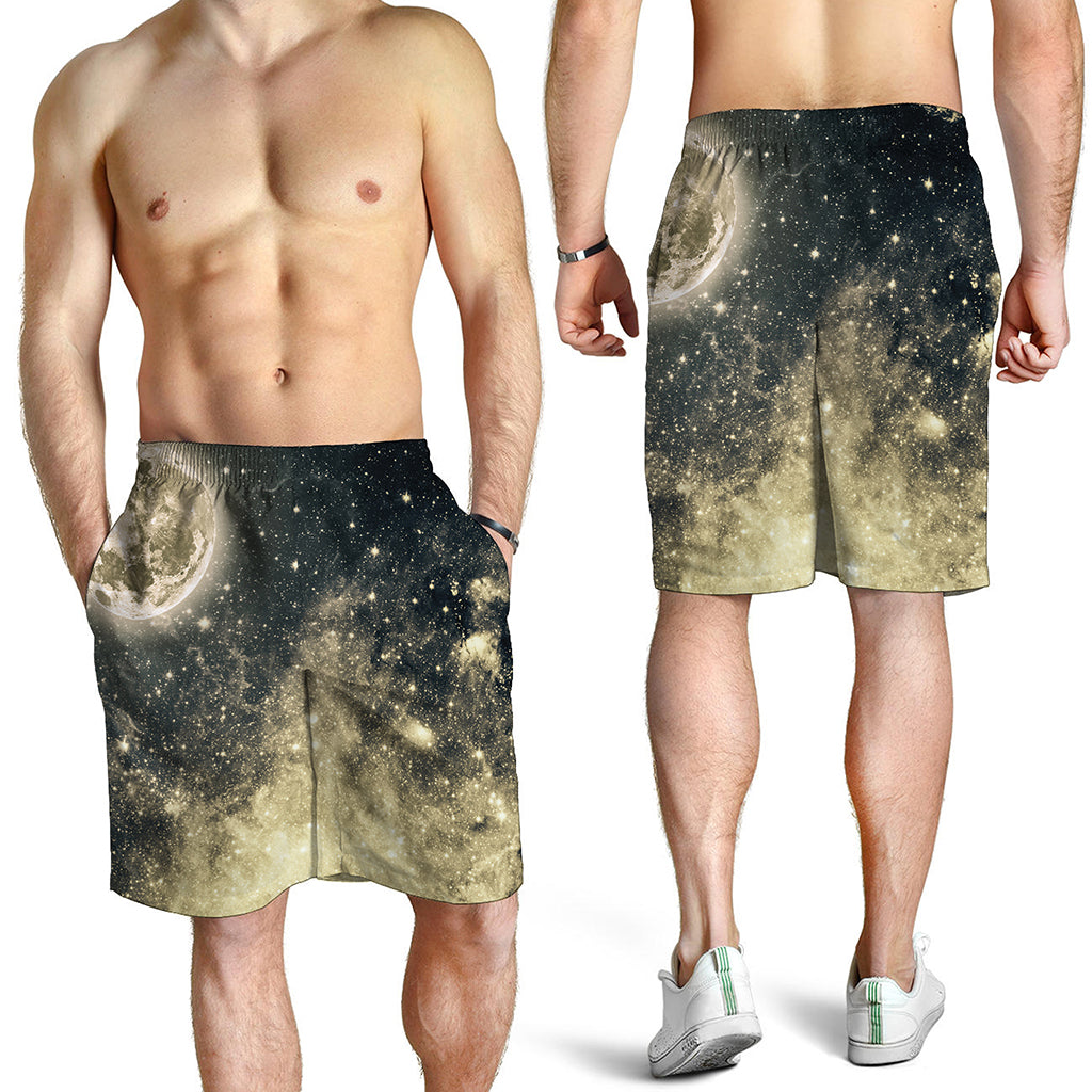 Full Moon And Night Stars Print Men's Shorts