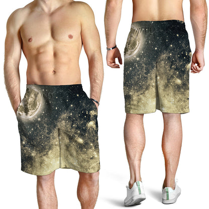 Full Moon And Night Stars Print Men's Shorts