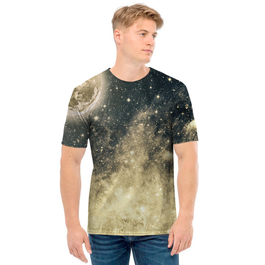 Full Moon And Night Stars Print Men's T-Shirt