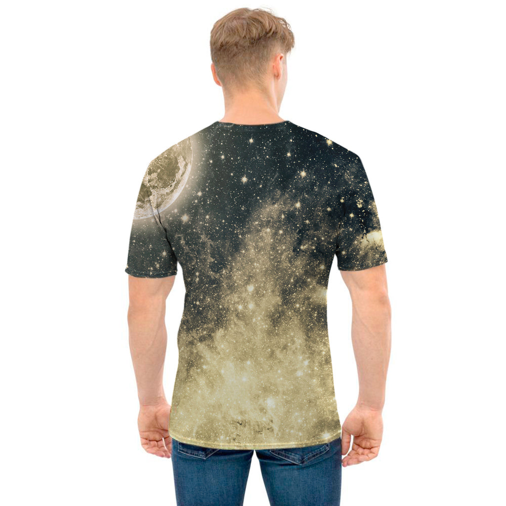 Full Moon And Night Stars Print Men's T-Shirt
