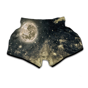 Full Moon And Night Stars Print Muay Thai Boxing Shorts