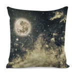 Full Moon And Night Stars Print Pillow Cover