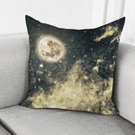 Full Moon And Night Stars Print Pillow Cover