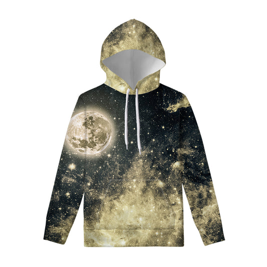 Full Moon And Night Stars Print Pullover Hoodie
