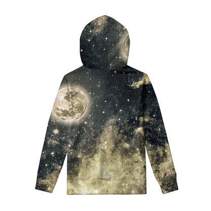 Full Moon And Night Stars Print Pullover Hoodie