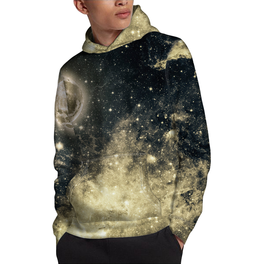 Full Moon And Night Stars Print Pullover Hoodie