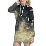 Full Moon And Night Stars Print Pullover Hoodie Dress