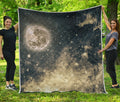Full Moon And Night Stars Print Quilt