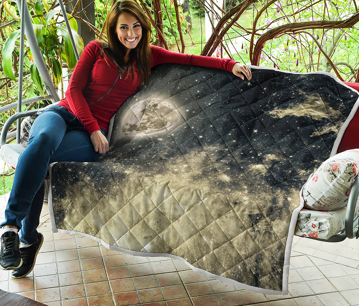 Full Moon And Night Stars Print Quilt