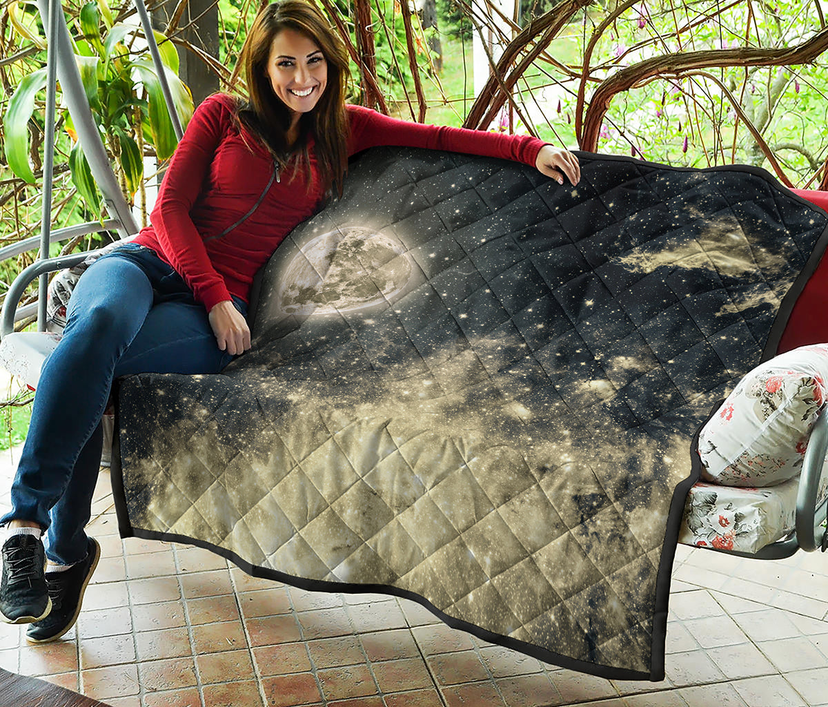 Full Moon And Night Stars Print Quilt