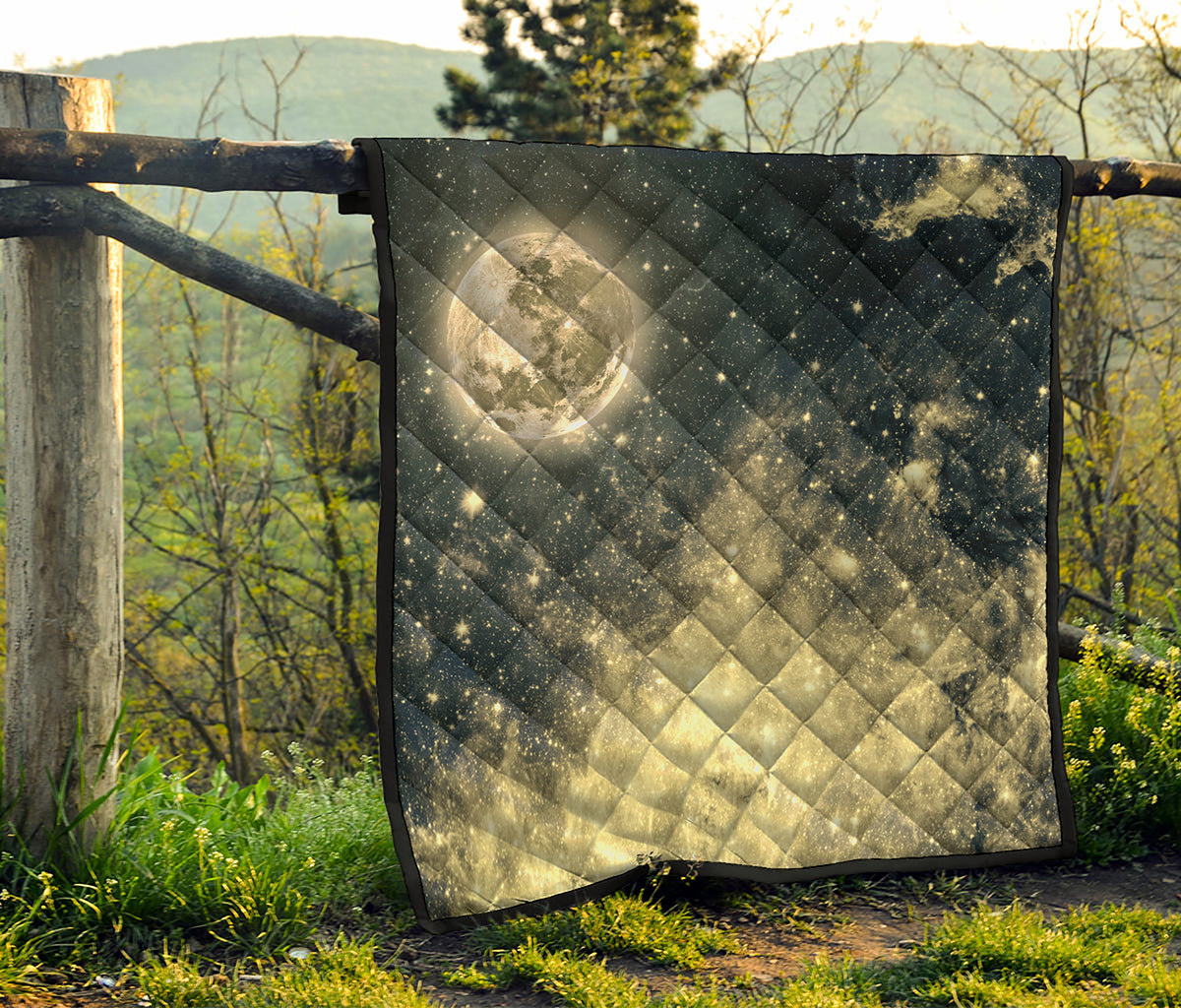 Full Moon And Night Stars Print Quilt