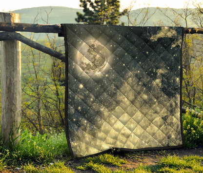 Full Moon And Night Stars Print Quilt