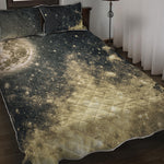 Full Moon And Night Stars Print Quilt Bed Set