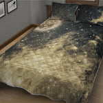 Full Moon And Night Stars Print Quilt Bed Set