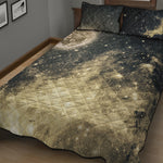 Full Moon And Night Stars Print Quilt Bed Set
