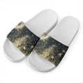 Full Moon And Night Stars Print White Slide Sandals