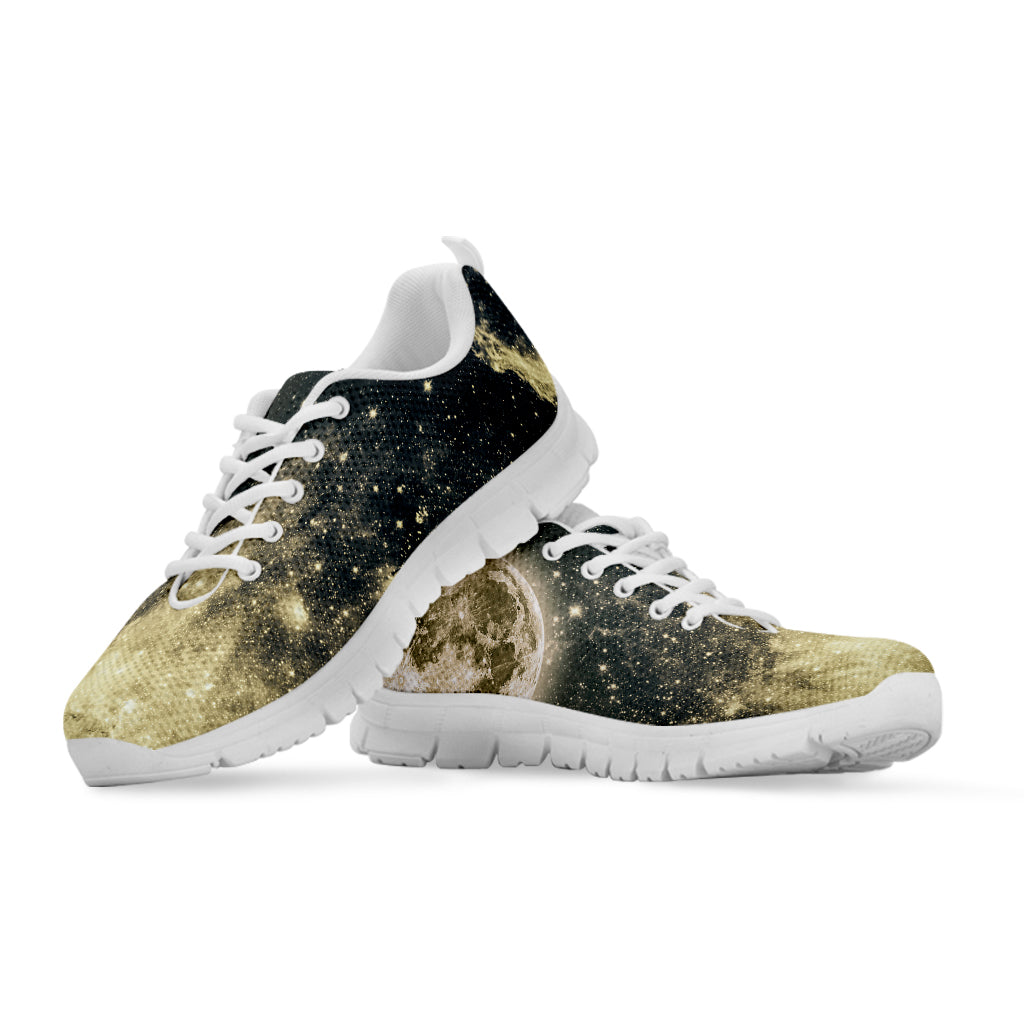 Full Moon And Night Stars Print White Sneakers